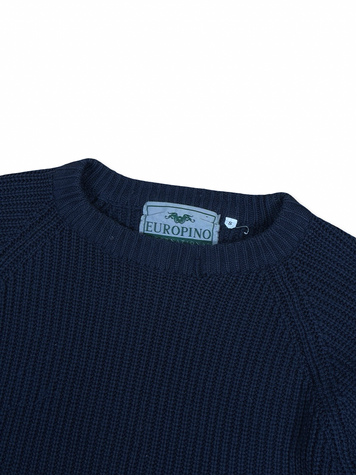 Blá vintage ullarcrewneck S
