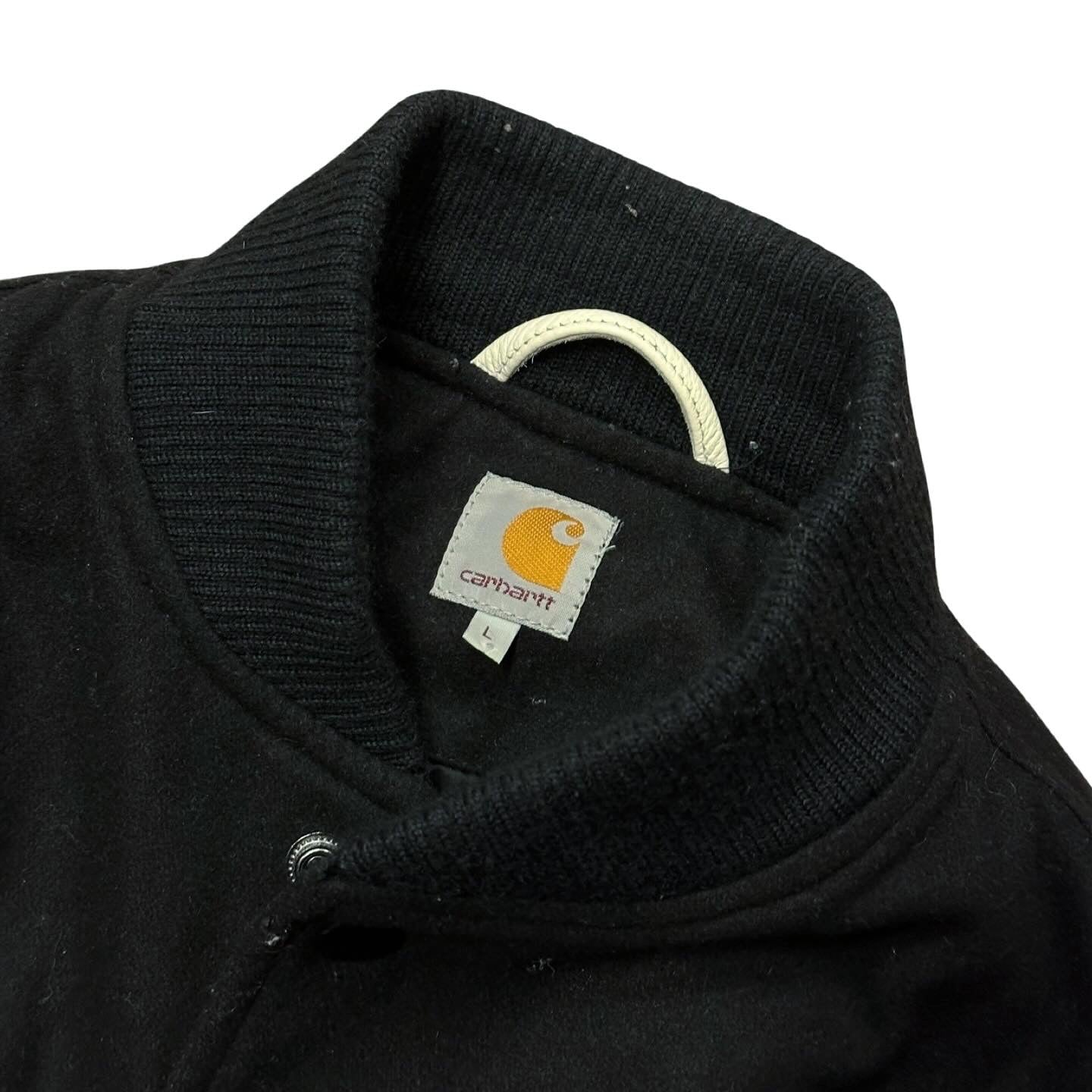 Carhartt bomber jakki S (Leður ermar, ullar body)