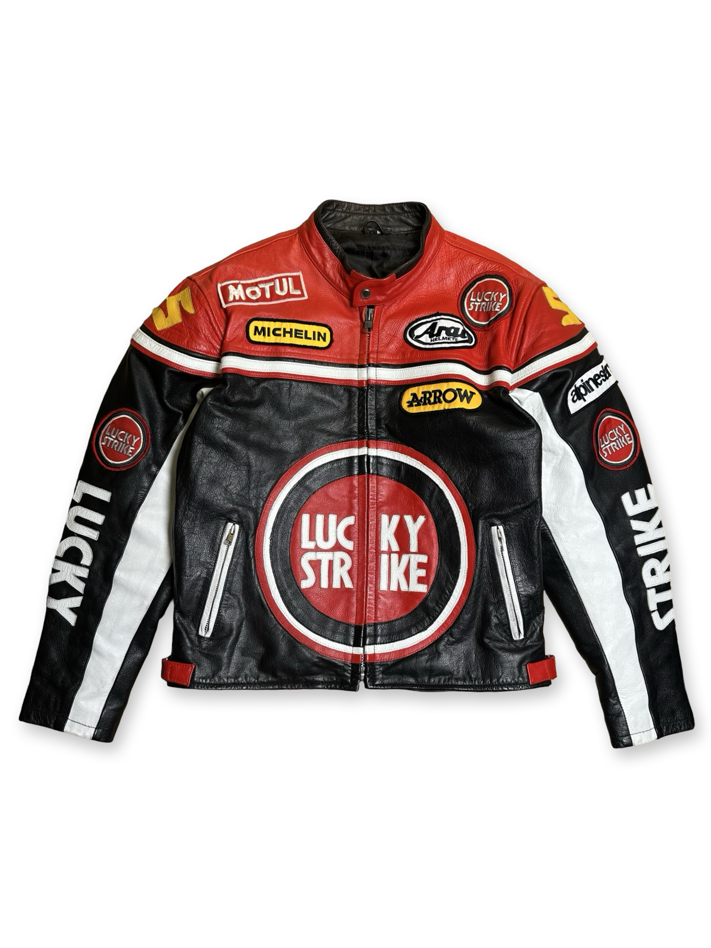 Vintage Lucky Strike Racing leðurjakki M