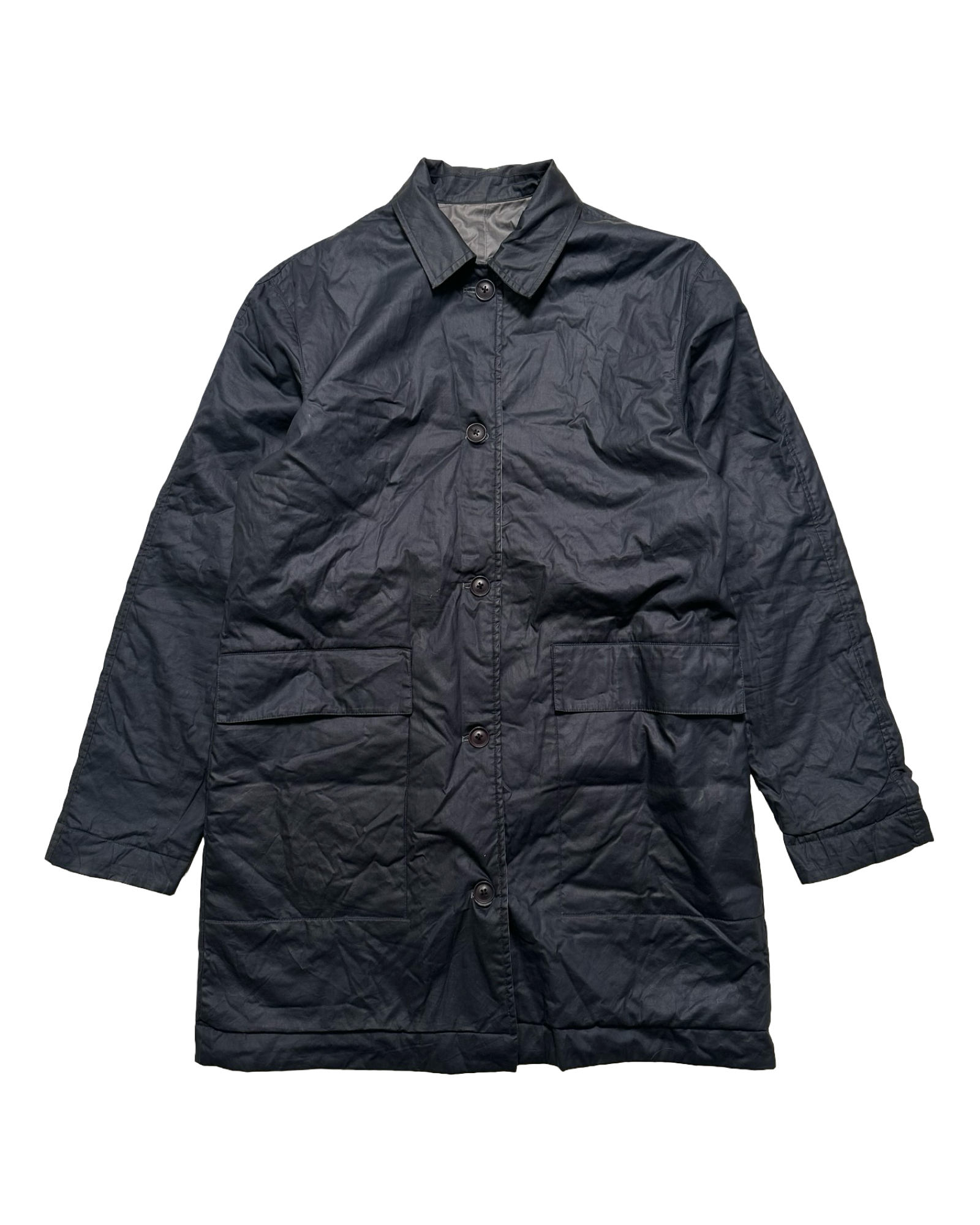 Navy/grár frakki (reversible) L Bruuns Bazaar Copenhagen