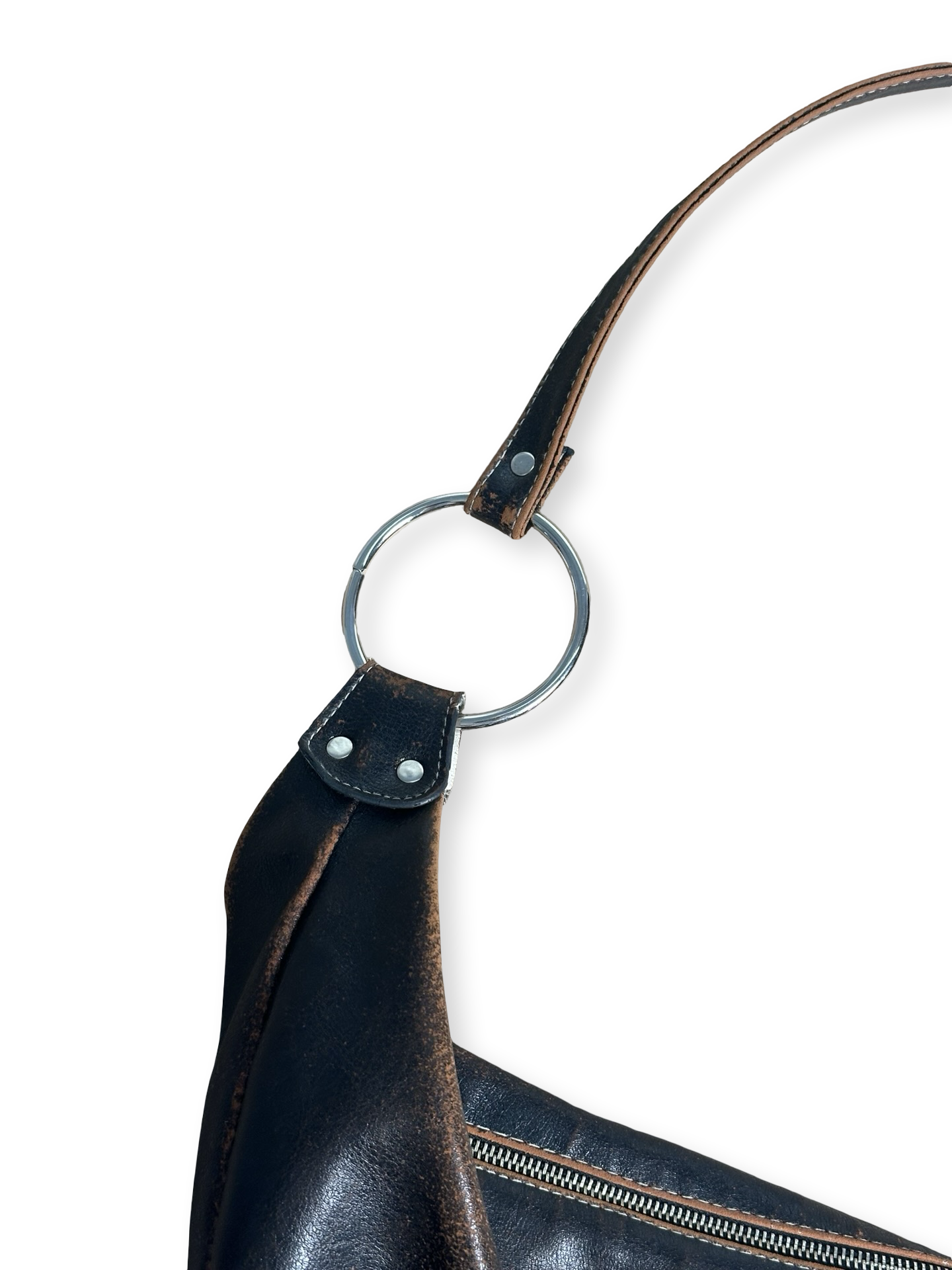 Brúnt leður hliðartaska/veski