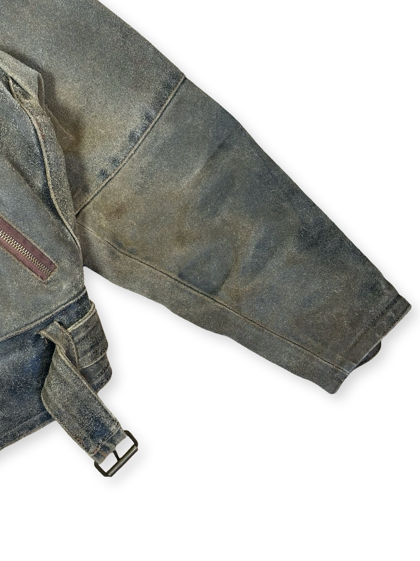 Vintage distressed sunfaded leður biker jakki fittar M