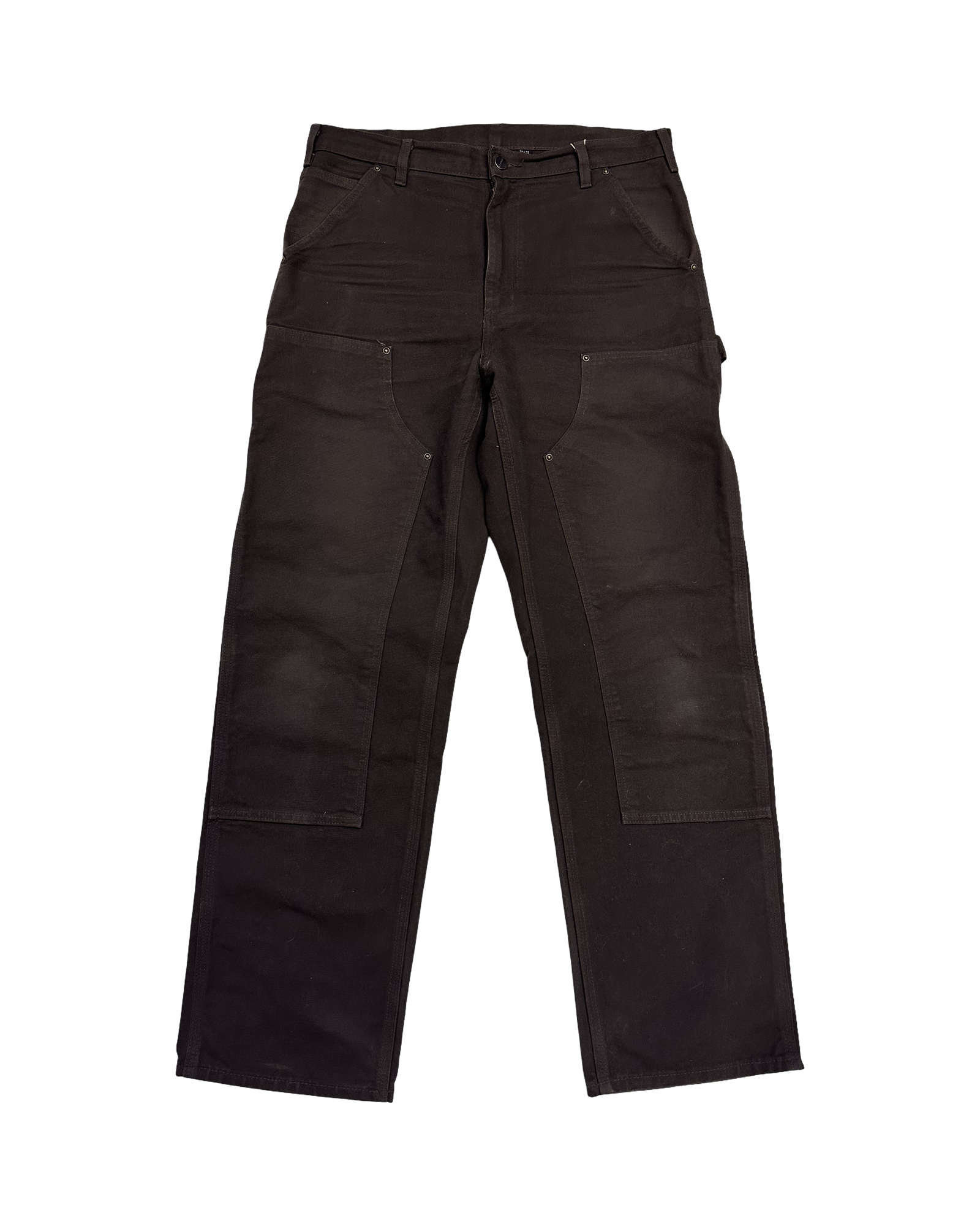 Brúnar Carhartt workwear double knee buxur 32/32